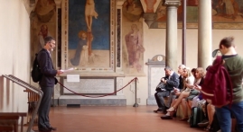 VIU Liberal Studies students in Florence, Italy Man lecturing in a church