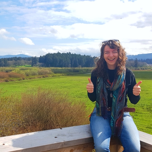 Chloe Sandahl with Somenos Marsh in background