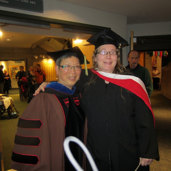 Imogene & Tamara After the ceremony in the Port Theatre lobby. Courtesy of TD. 