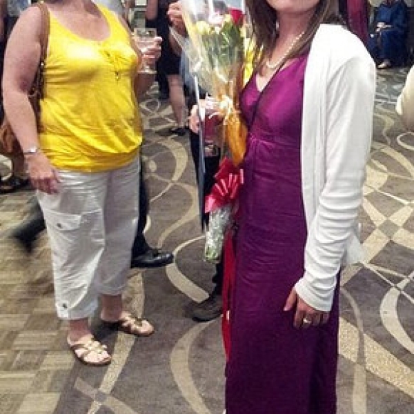 New graduate Liz Liz modelling the dress she made for graduation. 03 June 2013. 