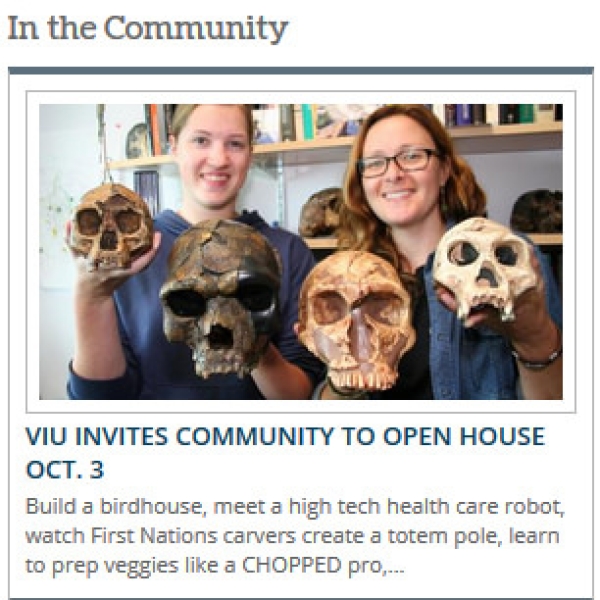 Promoting VIU Open House, Oct 3